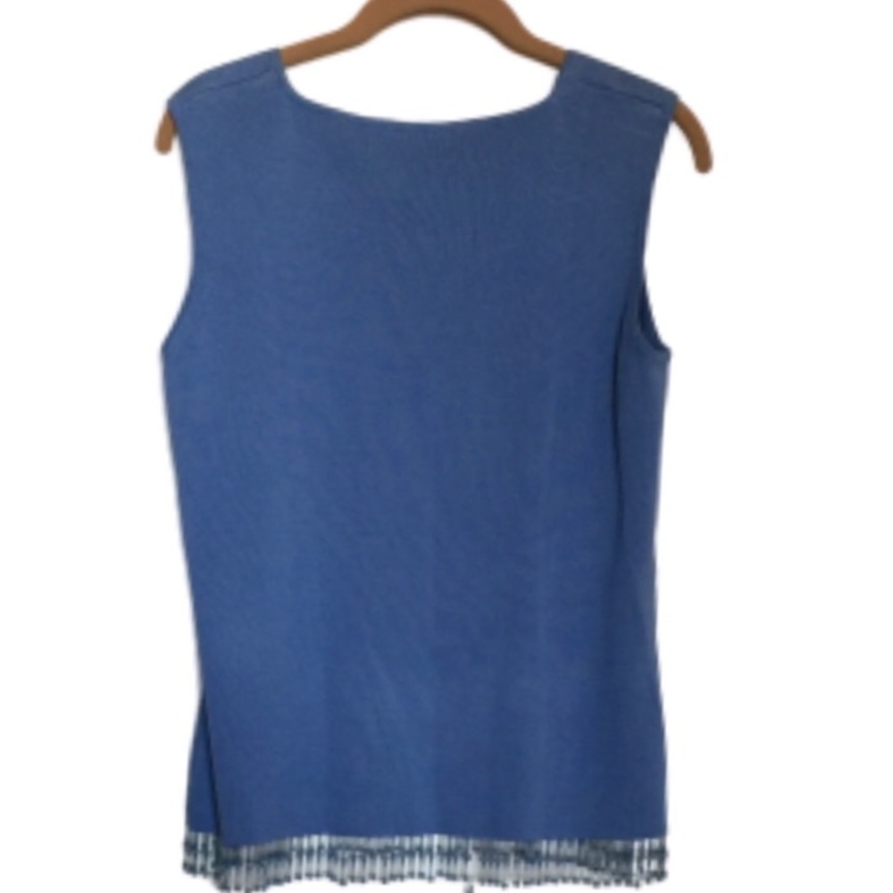 HILLARD & HANSON Beaded Trim Sweater Sleeveless Periwinkle Women’s Size Large - Picture 8 of 9
